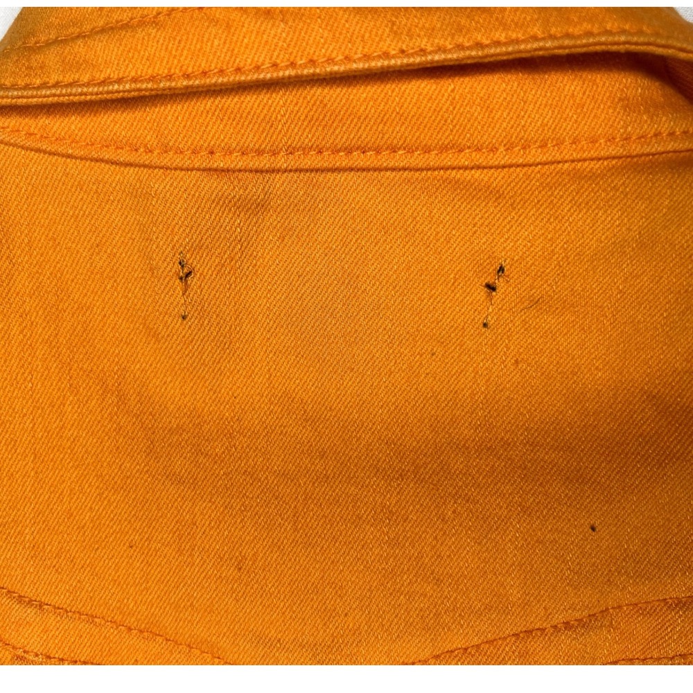 Ashley Stewart Orange Denim Vest Women's Sz 12 Frayed Hem Sleeveless Jean Jacket - Picture 4 of 4